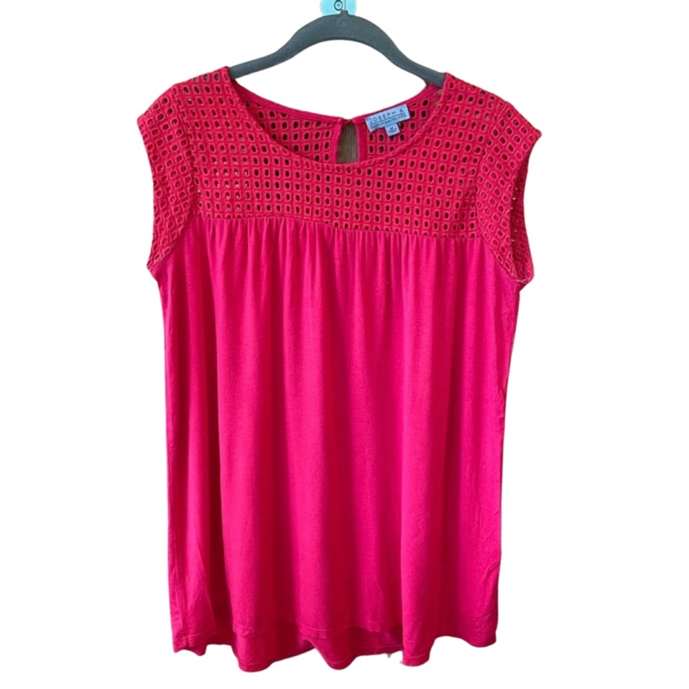 Joseph A. Red Short Sleeve Blouse w/ Details